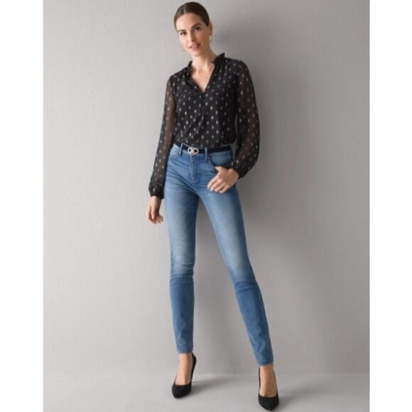 WHBM Medium Wash High Rise Skinny Cashmere Jeans - M9 - Picture 2 of 6